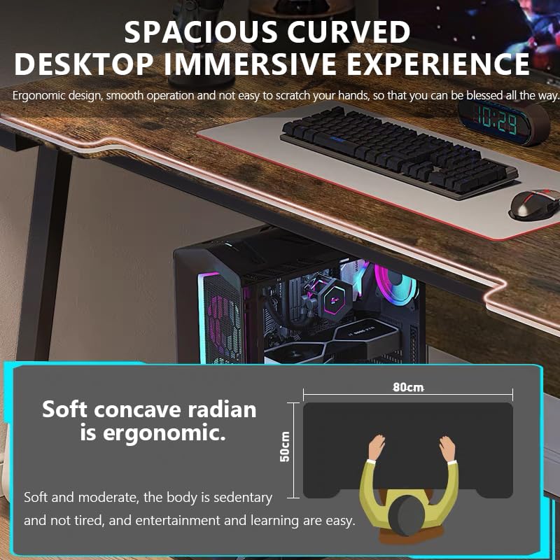 XUEGW Gaming Desk, PC Table Student Writing Desks, Modern Wood Desk for Computer, Gamer Table for Home, Office