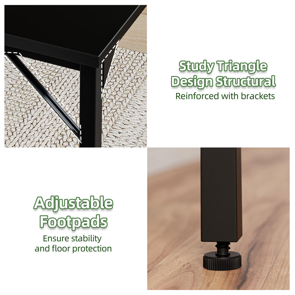 Grandder 80 cm Computer Desk, Small Home Office Desk Study Writing Kid Table for Small Spaces, Simple PC Gaming Desk, Adjustable Feet, Black