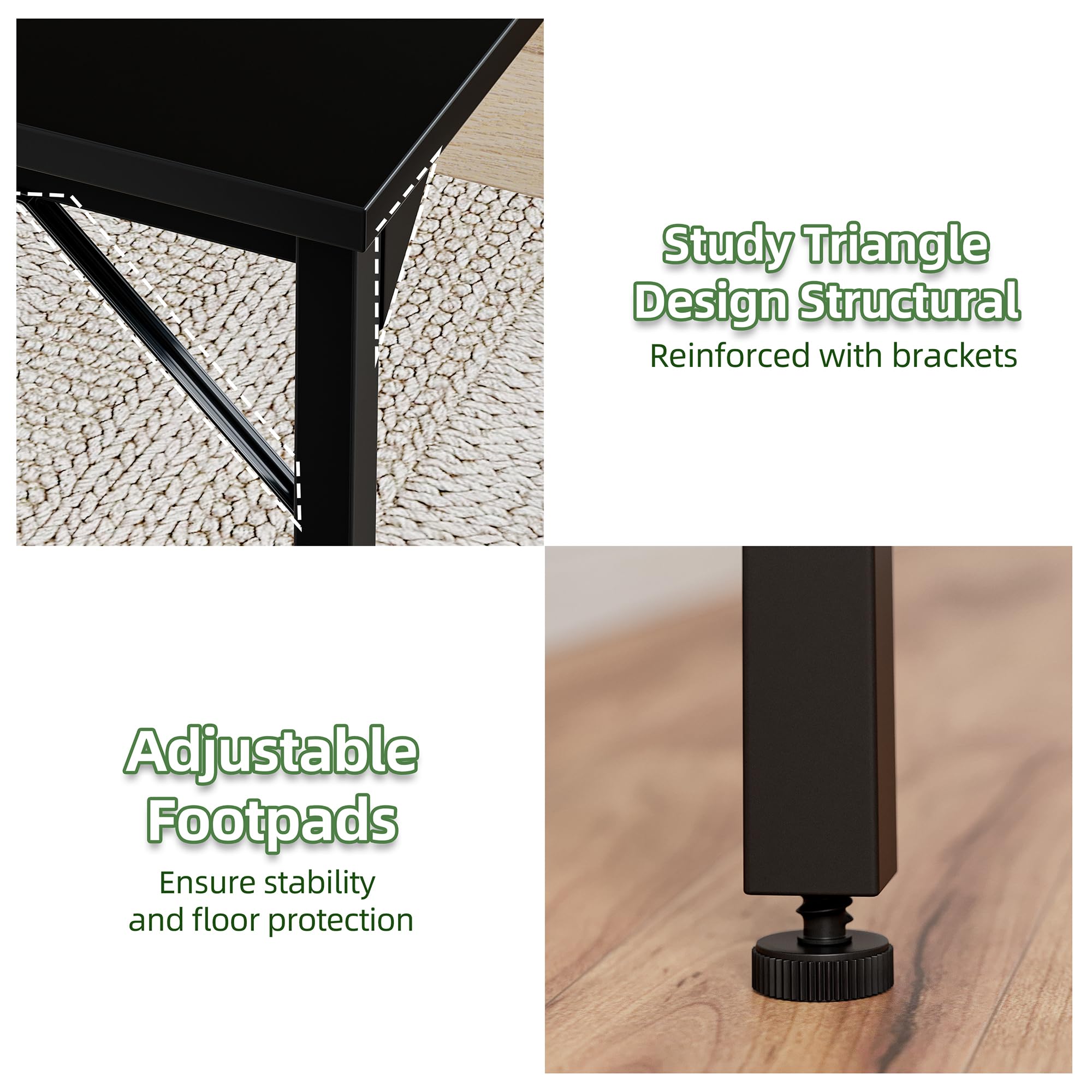 Grandder 80 cm Computer Desk, Small Home Office Desk Study Writing Kid Table for Small Spaces, Simple PC Gaming Desk, Adjustable Feet, Black