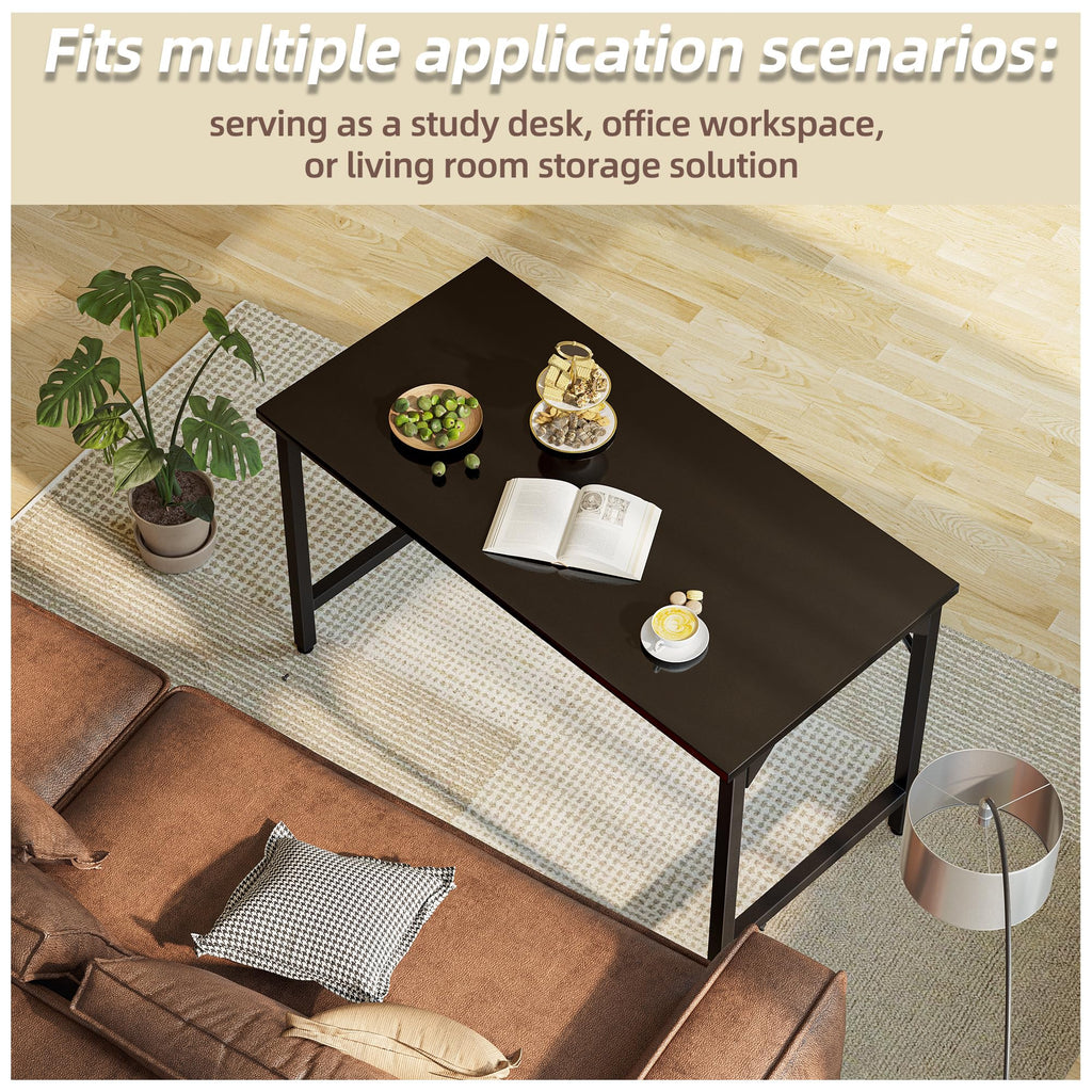 Grandder 80 cm Computer Desk, Small Home Office Desk Study Writing Kid Table for Small Spaces, Simple PC Gaming Desk, Adjustable Feet, Black